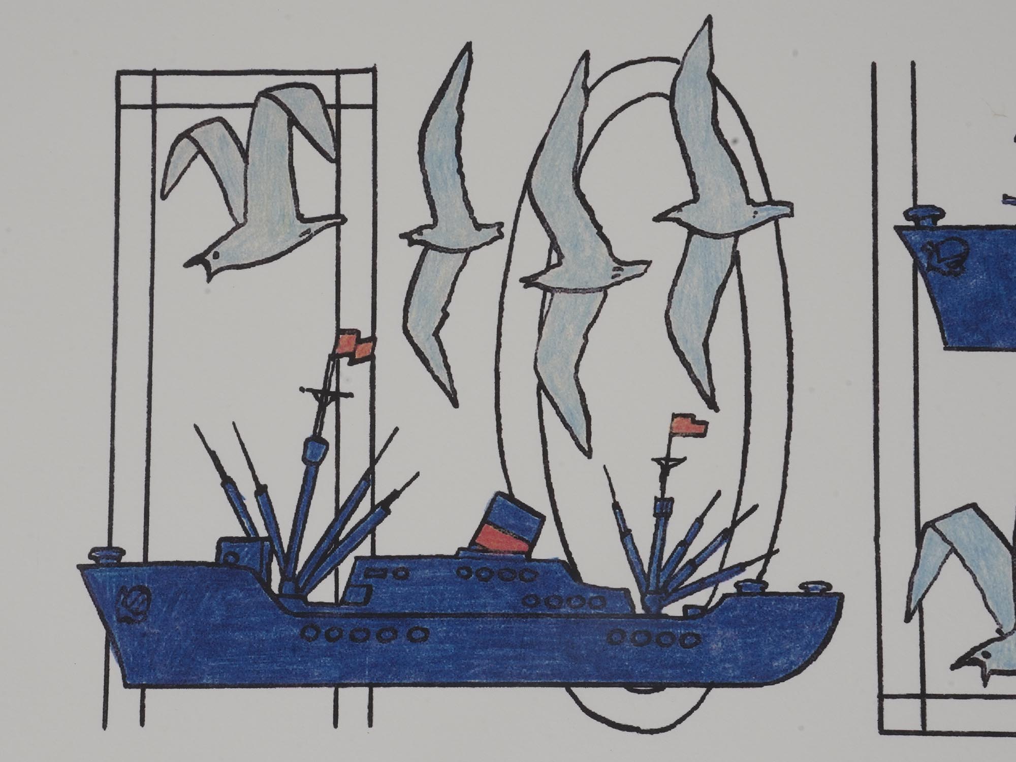 RUSSIAN COLORED LITHOGRAPH SHIPS BY ILYA KABAKOV PIC-4